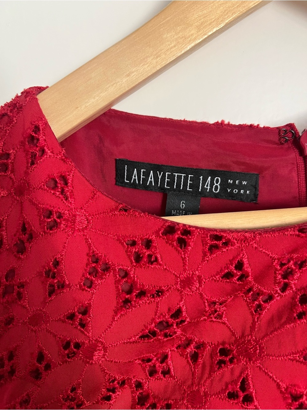 Lafayette 148 Red Sleeveless Lace Midi Dress